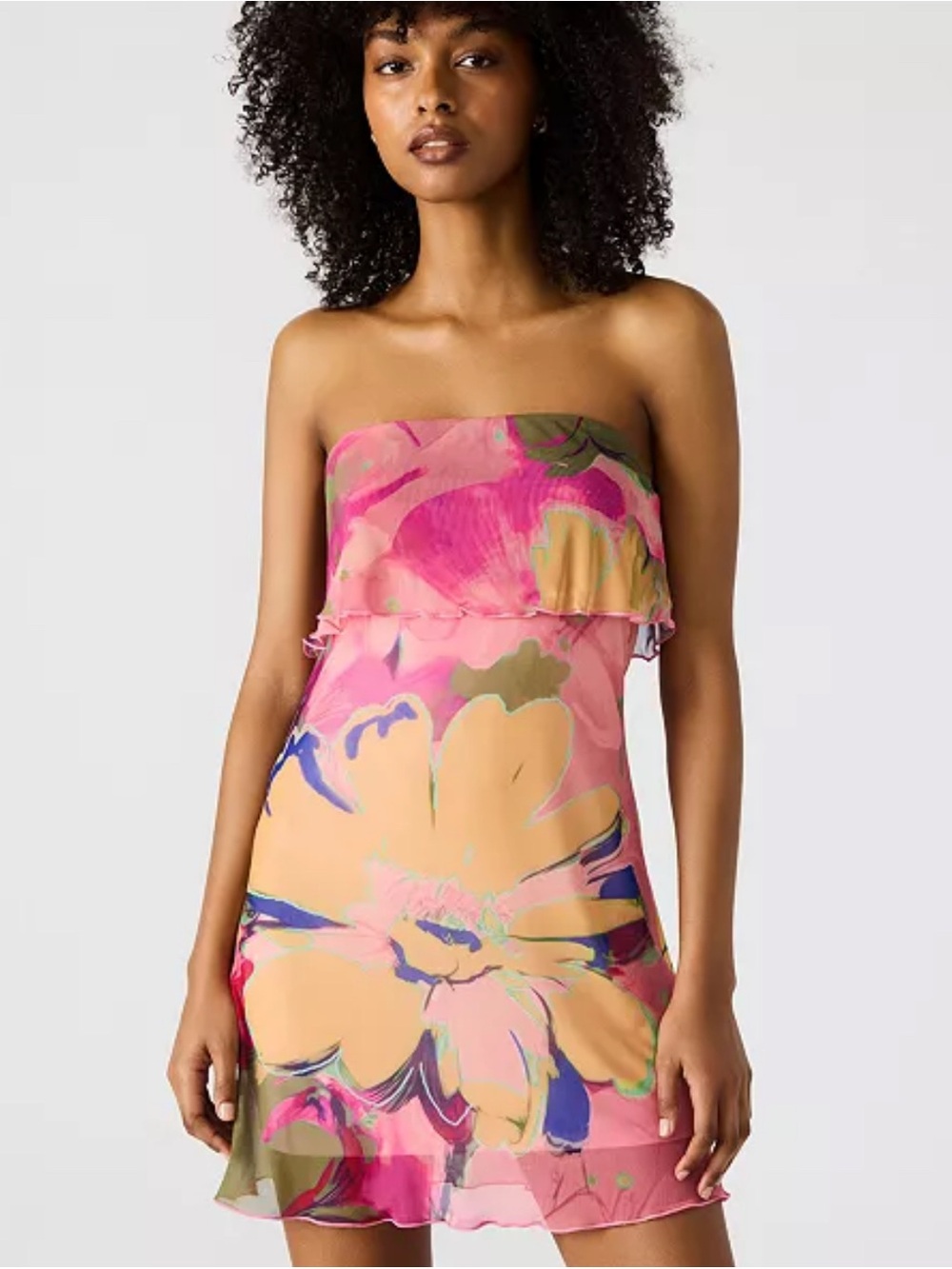Strapless Pink Floral Sundress